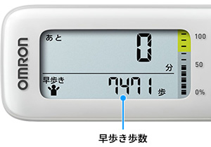 「早歩き歩数」を個別にカウントし、早歩き目標時間を表示