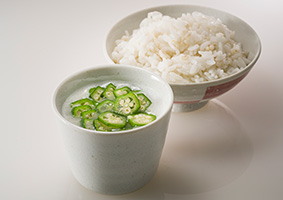 オクラの麦とろ