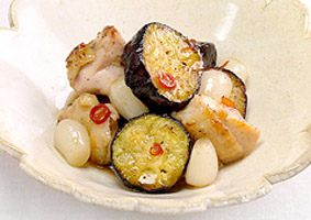なすとチキンの甘酢炒め